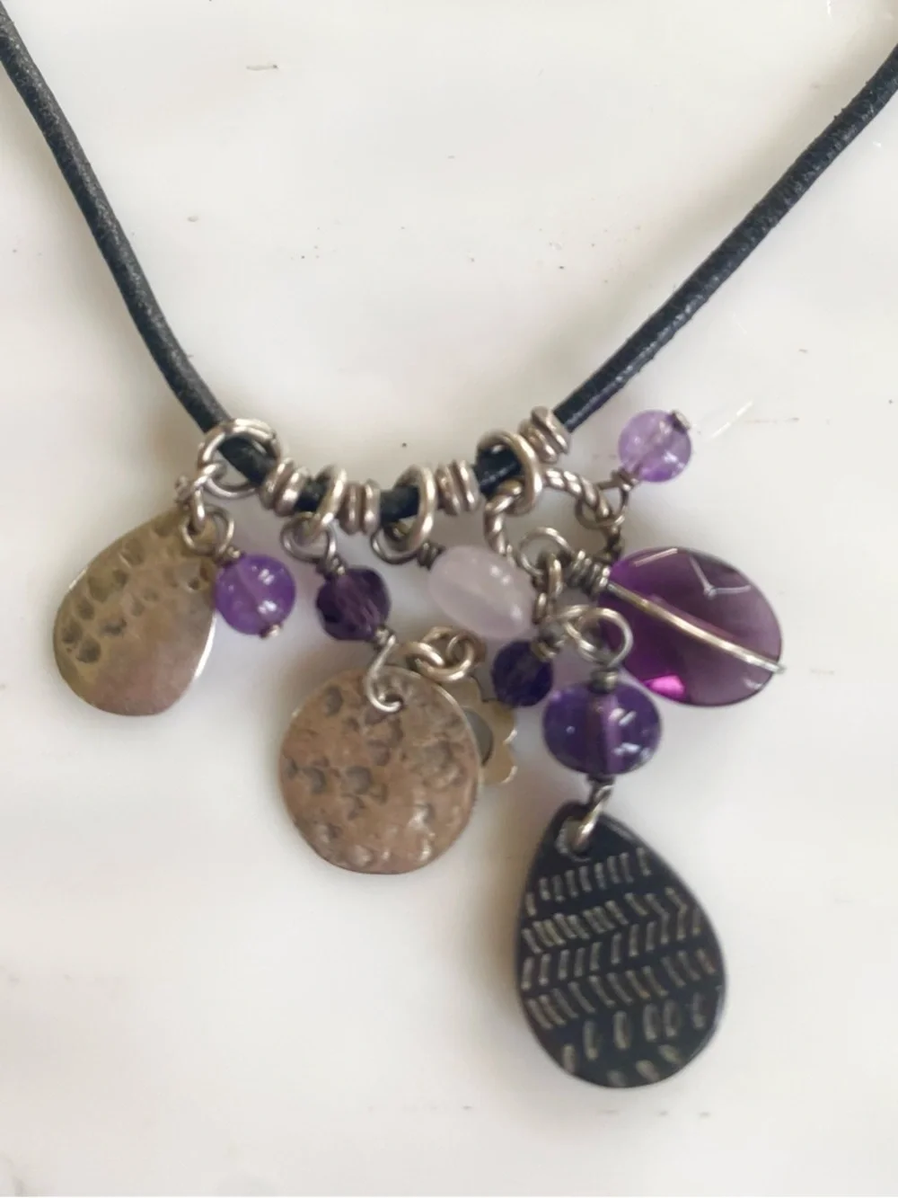 Silpada Sterling and Amethyst “cha-cha”Necklace N1788 - Picture 4 of 7